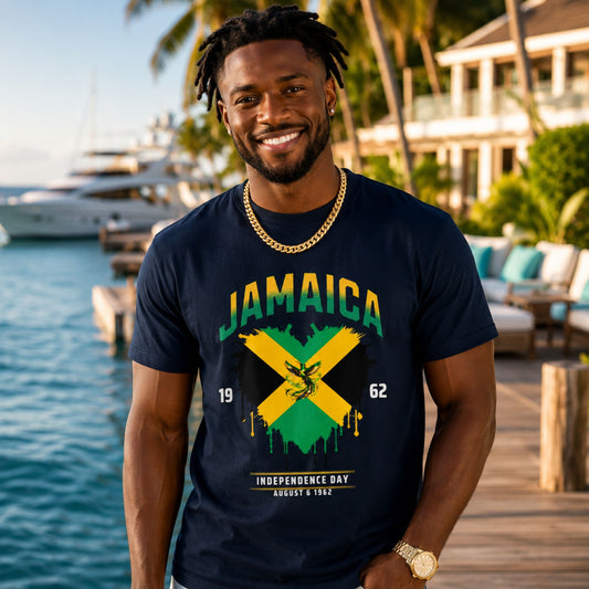 Jamaica Independence wht text | Unisex Cotton Tee