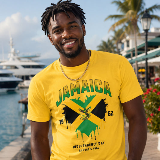 Jamaica Independence blk text| Unisex Cotton Tee
