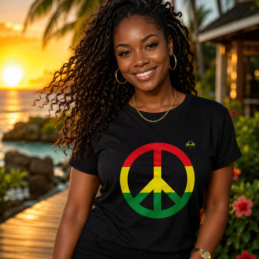 Peace Sign T-Shirt — Rasta Colors Retro Peace Symbol Tee