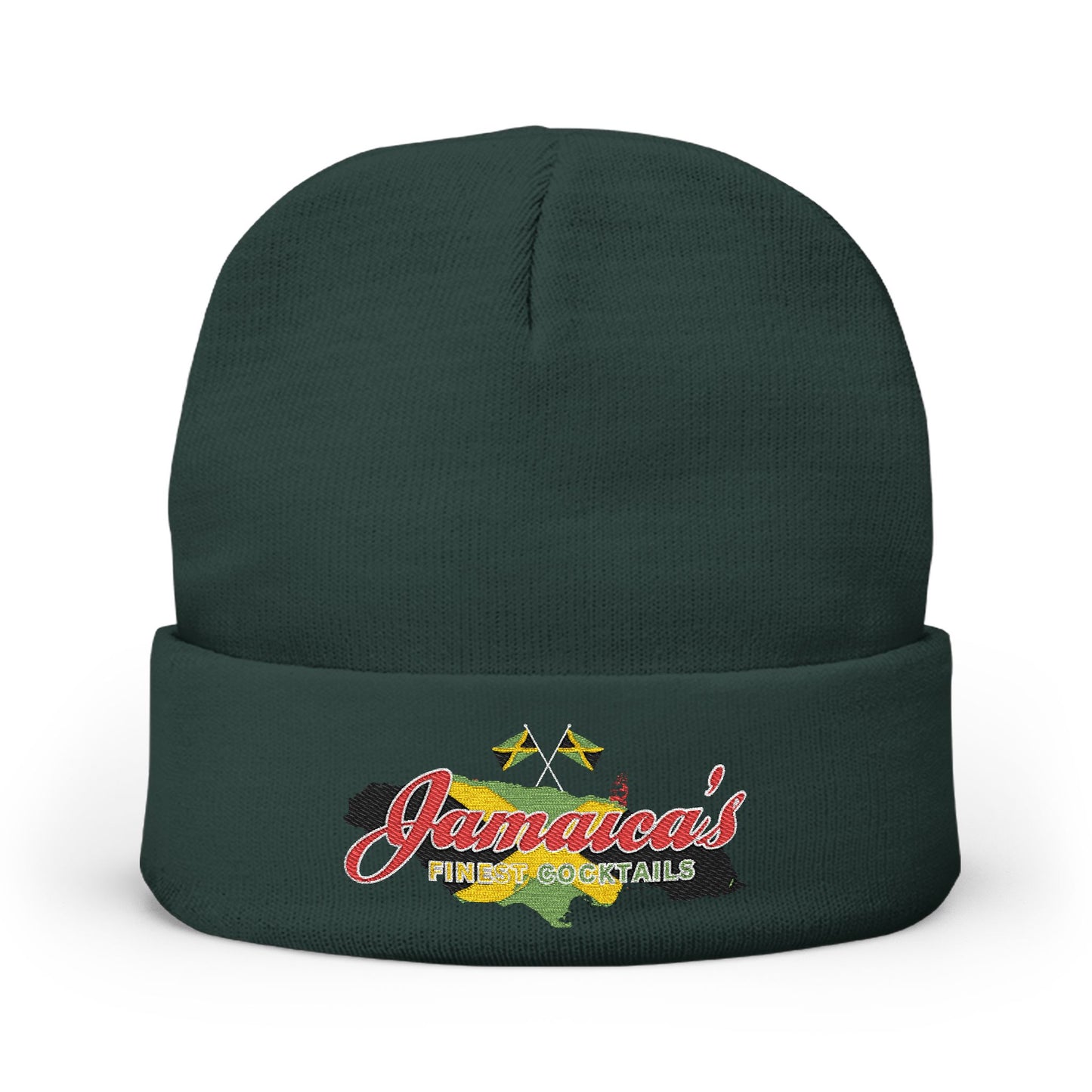 Jamaica's Finest Jamaica Vibes Logo Embroidered Knit Beanie Hat