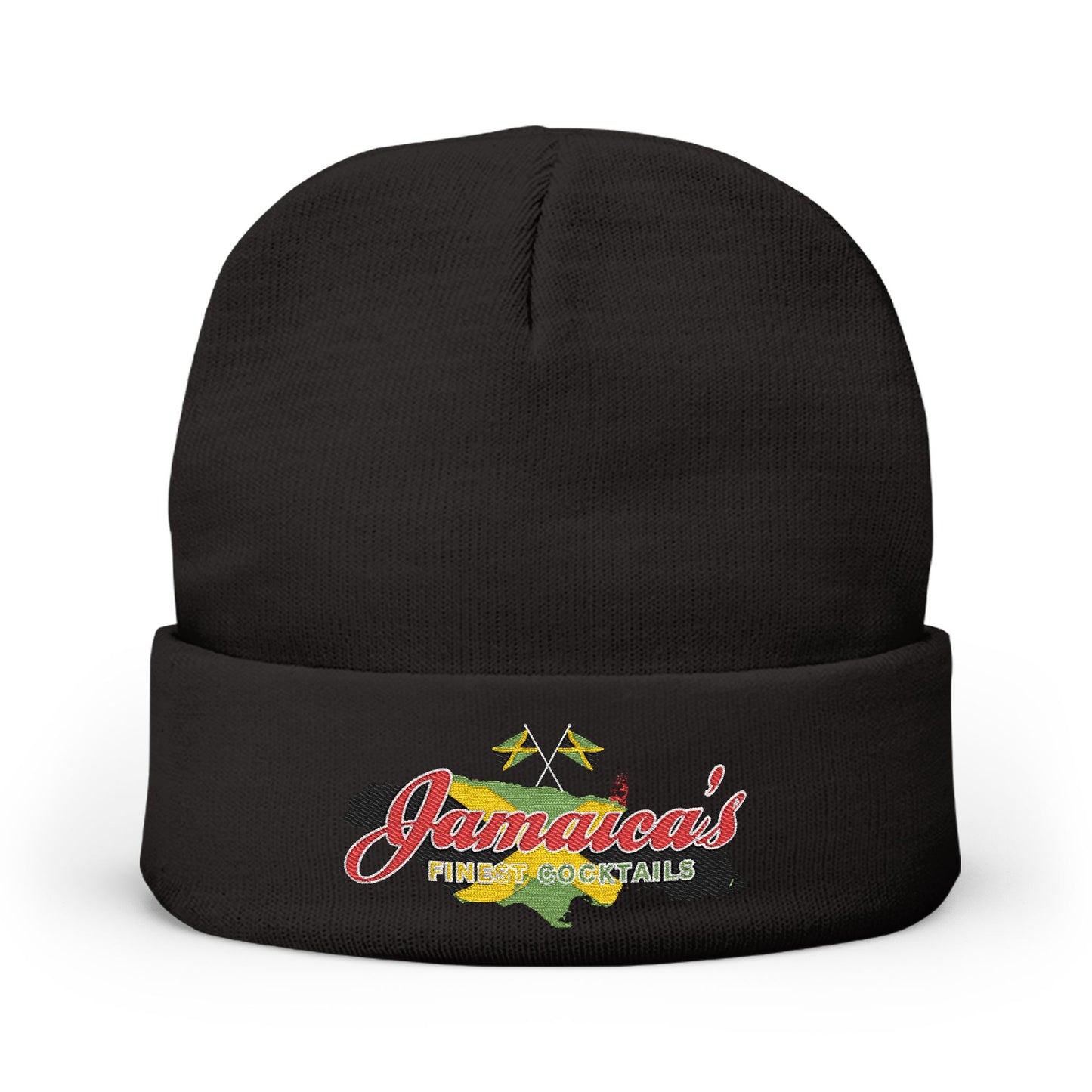Jamaica's Finest Jamaica Vibes Logo Embroidered Knit Beanie Hat