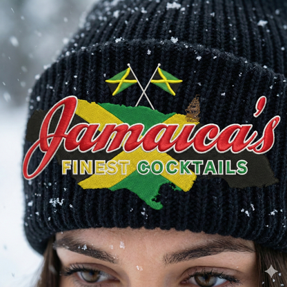 Jamaica's Finest Jamaica Vibes Logo Embroidered Knit Beanie Hat