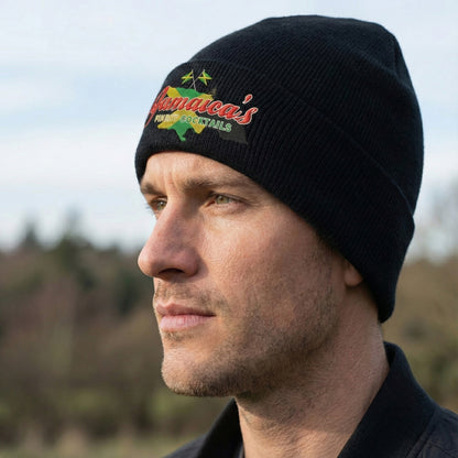 Jamaica's Finest Jamaica Vibes Logo Embroidered Knit Beanie Hat