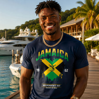 Jamaica Independence wht text | Unisex Cotton Tee