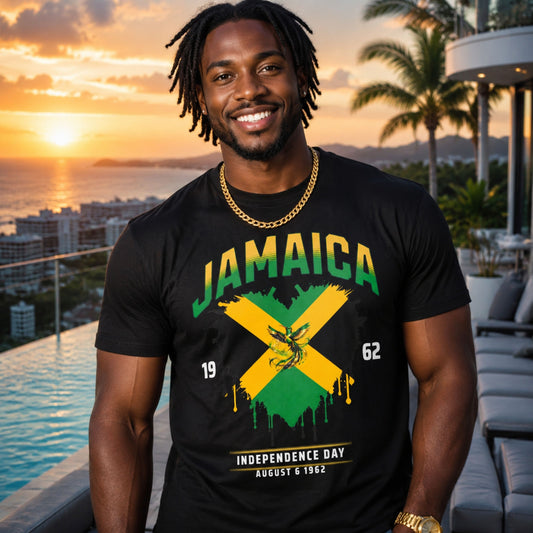 Jamaica Independence wht text | Unisex Cotton Tee