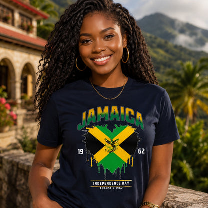 Jamaica Independence wht text | Unisex Cotton Tee