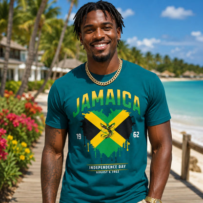 Jamaica Independence wht text | Unisex Cotton Tee