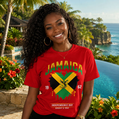 Jamaica Independence wht text | Unisex Cotton Tee