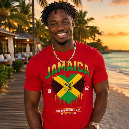 Jamaica Independence wht text | Unisex Cotton Tee