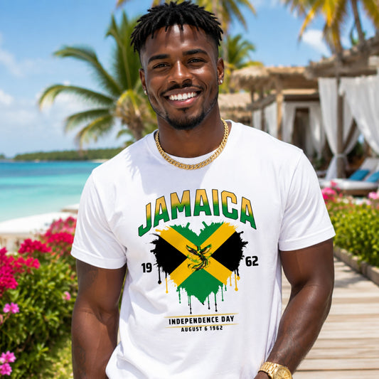Jamaica Independence blk text| Unisex Cotton Tee
