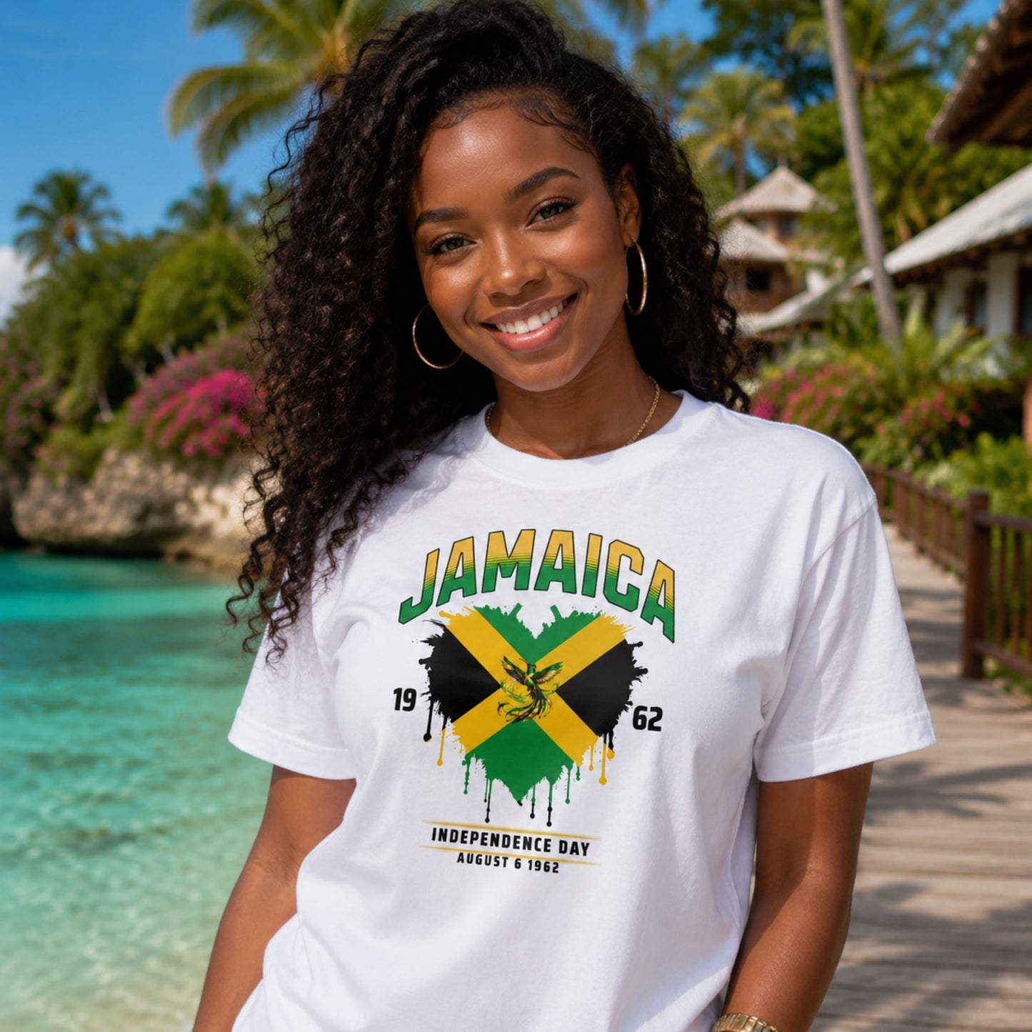 Jamaica Independence blk text| Unisex Cotton Tee