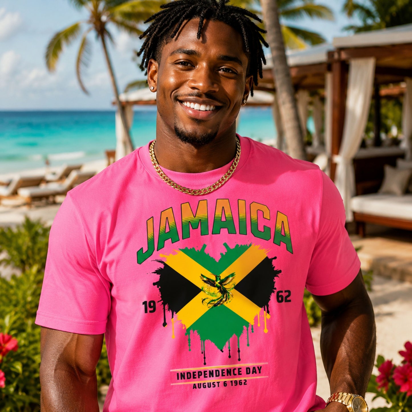 Jamaica Independence blk text| Unisex Cotton Tee