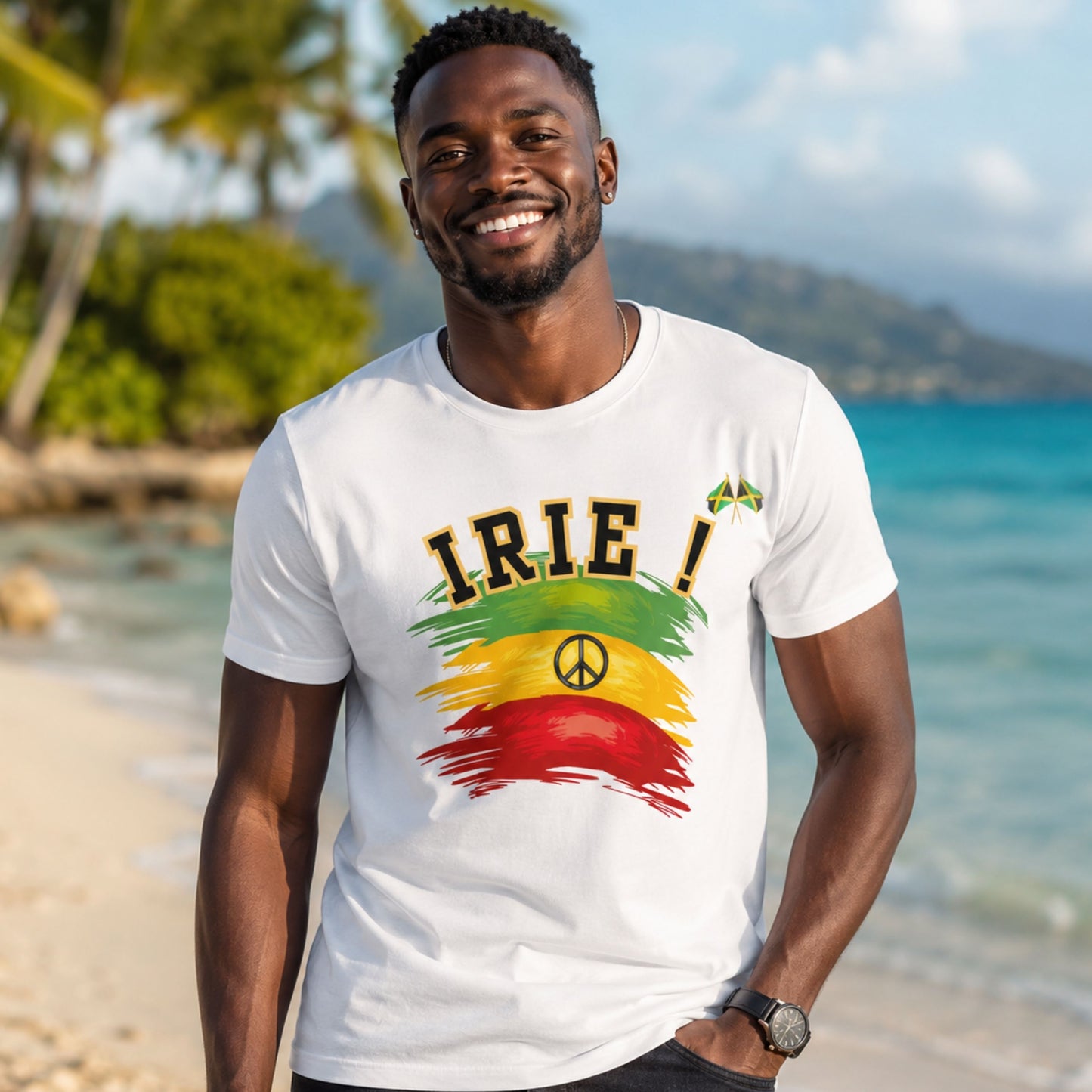 Irie Rastafarian Flag T-Shirt – Peace Sign Rasta Colors Graphic Tee