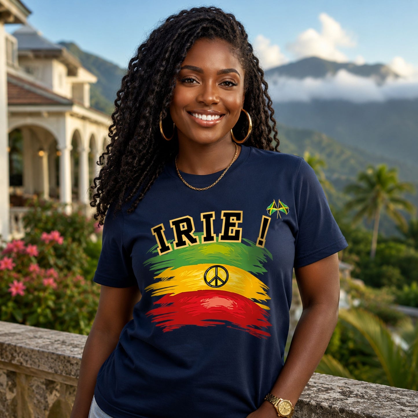 Irie Rastafarian Flag T-Shirt – Peace Sign Rasta Colors Graphic Tee