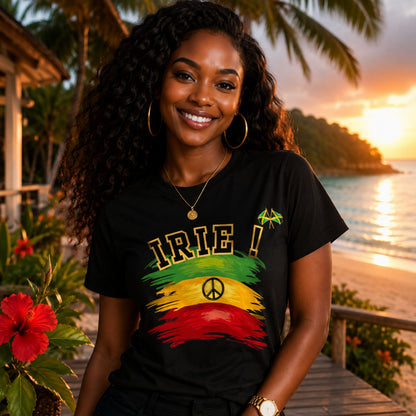 Irie Rastafarian Flag T-Shirt – Peace Sign Rasta Colors Graphic Tee