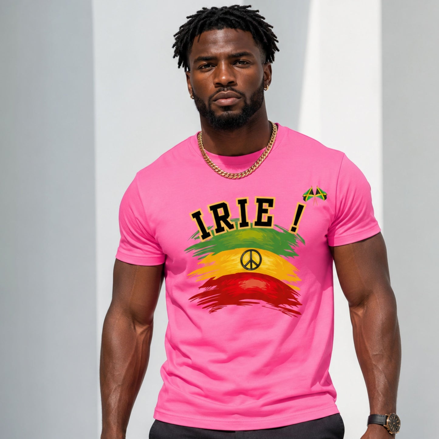 Irie Rastafarian Flag T-Shirt – Peace Sign Rasta Colors Graphic Tee