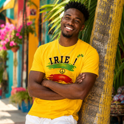 Irie Rastafarian Flag T-Shirt – Peace Sign Rasta Colors Graphic Tee