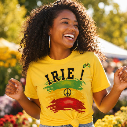 Irie Rastafarian Flag T-Shirt – Peace Sign Rasta Colors Graphic Tee