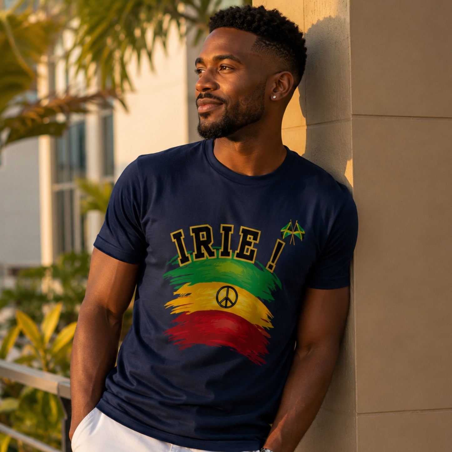 Irie Rastafarian Flag T-Shirt – Peace Sign Rasta Colors Graphic Tee