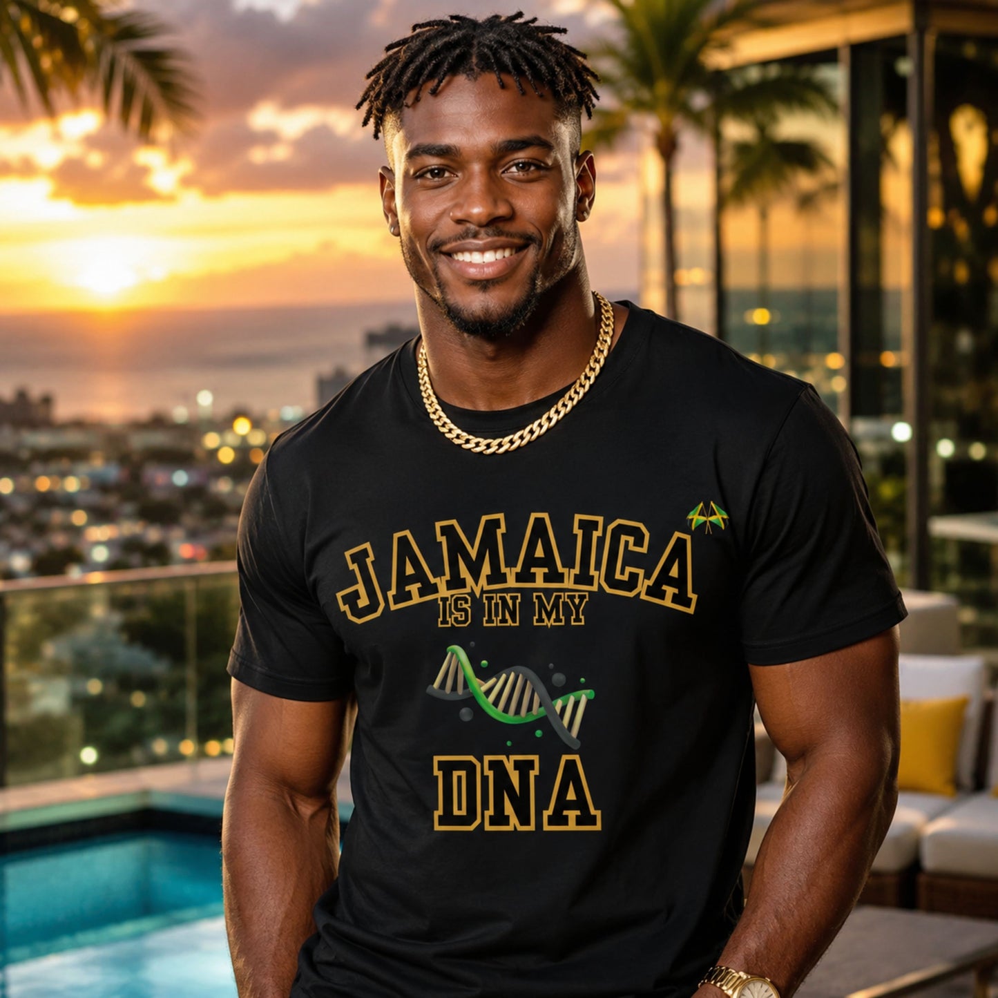 Jamaica Is In My DNA T-Shirt — Jamaican Pride Tee with DNA Graphic
