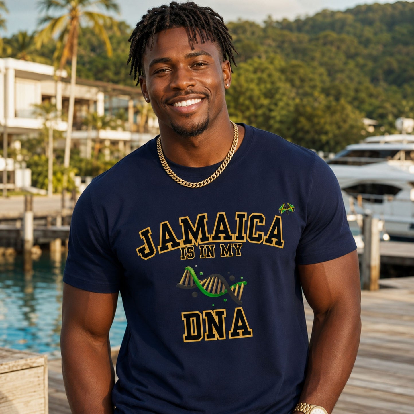 Jamaica Is In My DNA T-Shirt — Jamaican Pride Tee with DNA Graphic