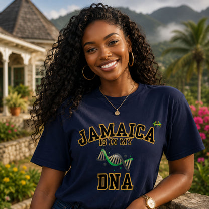 Jamaica Is In My DNA T-Shirt — Jamaican Pride Tee with DNA Graphic