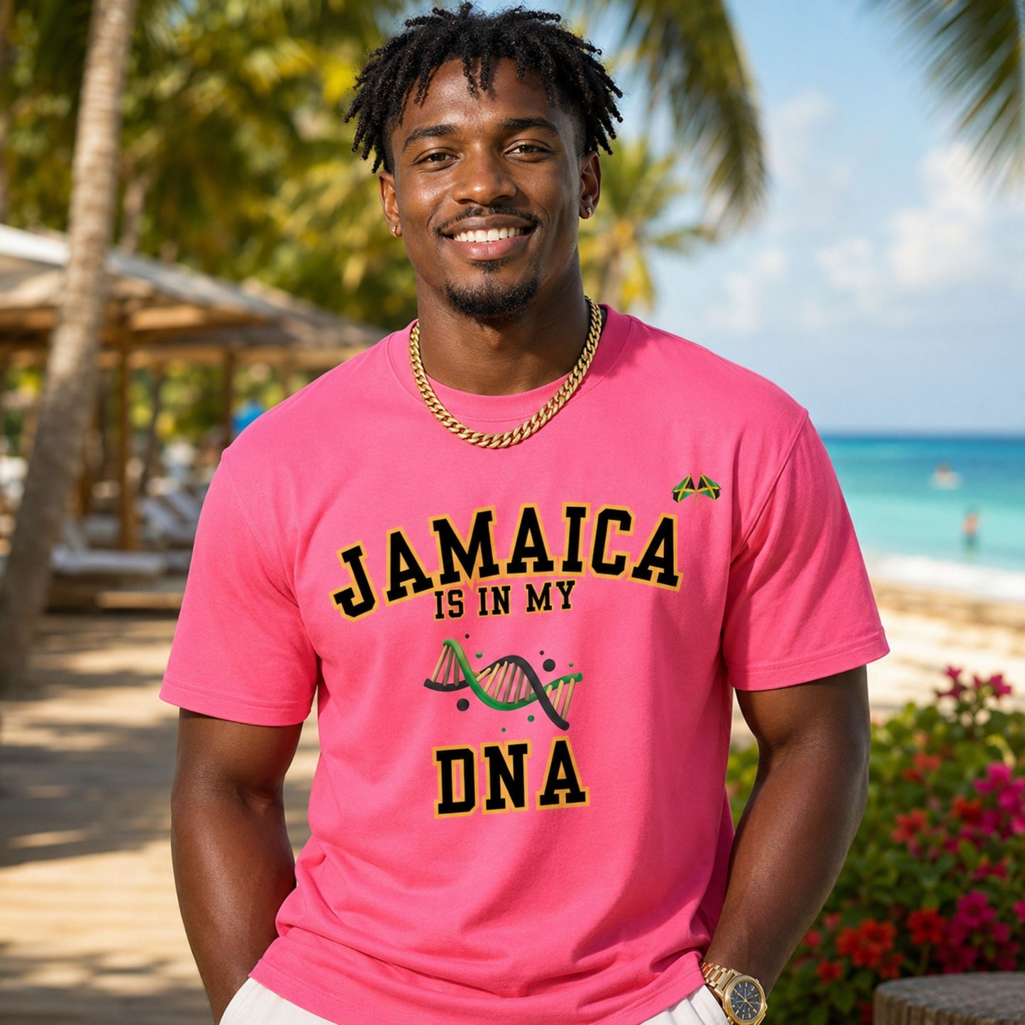 Jamaica Is In My DNA T-Shirt — Jamaican Pride Tee with DNA Graphic