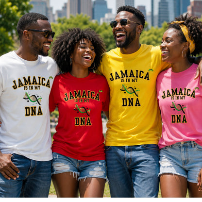Jamaica Is In My DNA T-Shirt — Jamaican Pride Tee with DNA Graphic