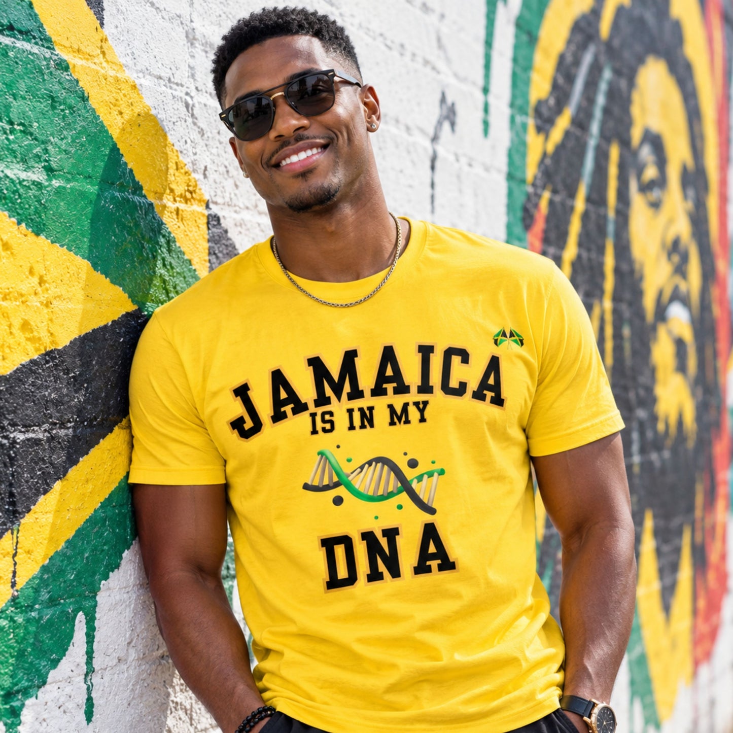 Jamaica Is In My DNA T-Shirt — Jamaican Pride Tee with DNA Graphic