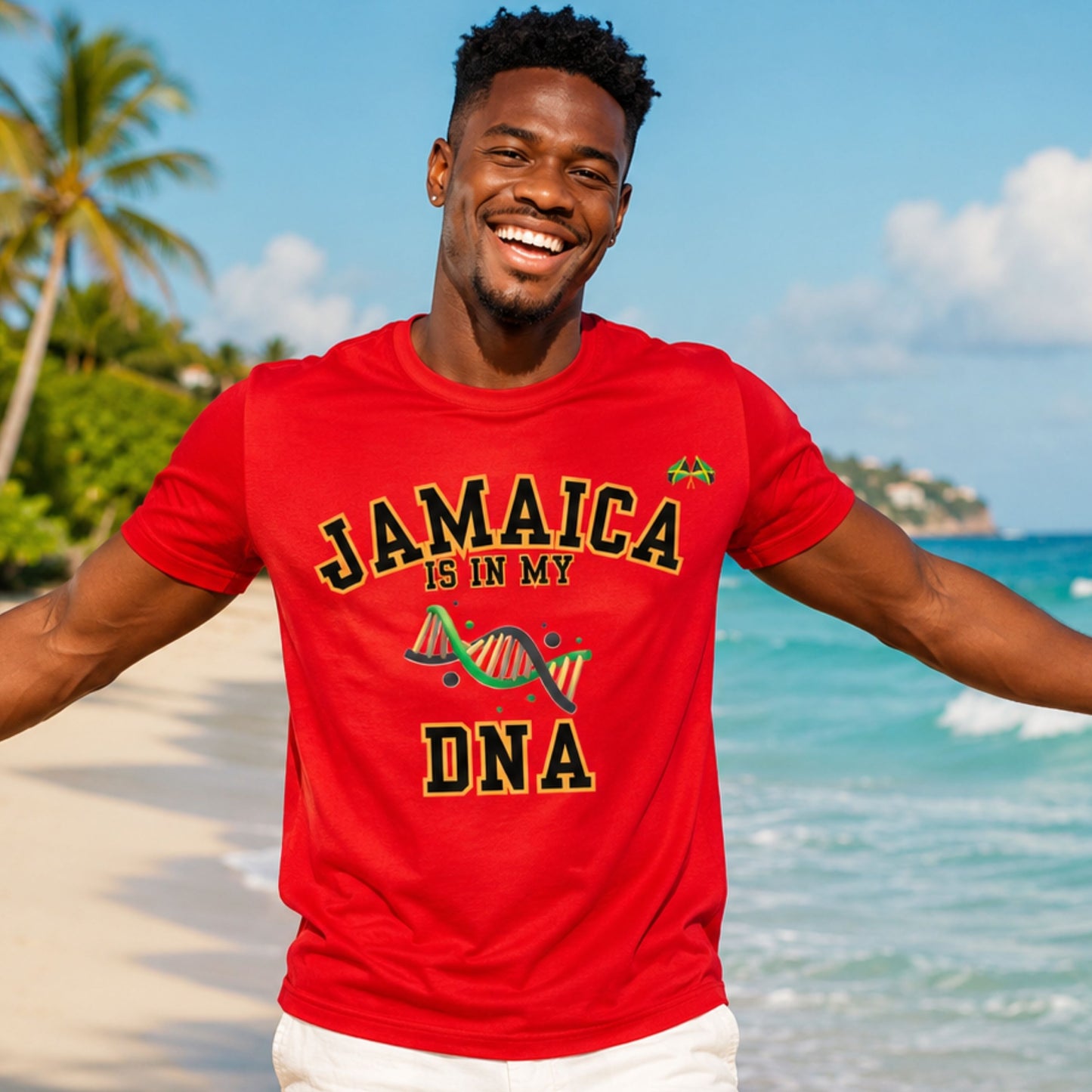 Jamaica Is In My DNA T-Shirt — Jamaican Pride Tee with DNA Graphic