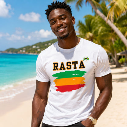 Rasta Flag Brushstroke Tee — RASTA Graphic Cotton T-Shirt