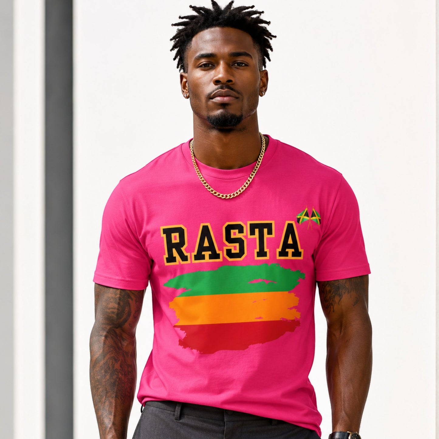 Rasta Flag Brushstroke Tee — RASTA Graphic Cotton T-Shirt
