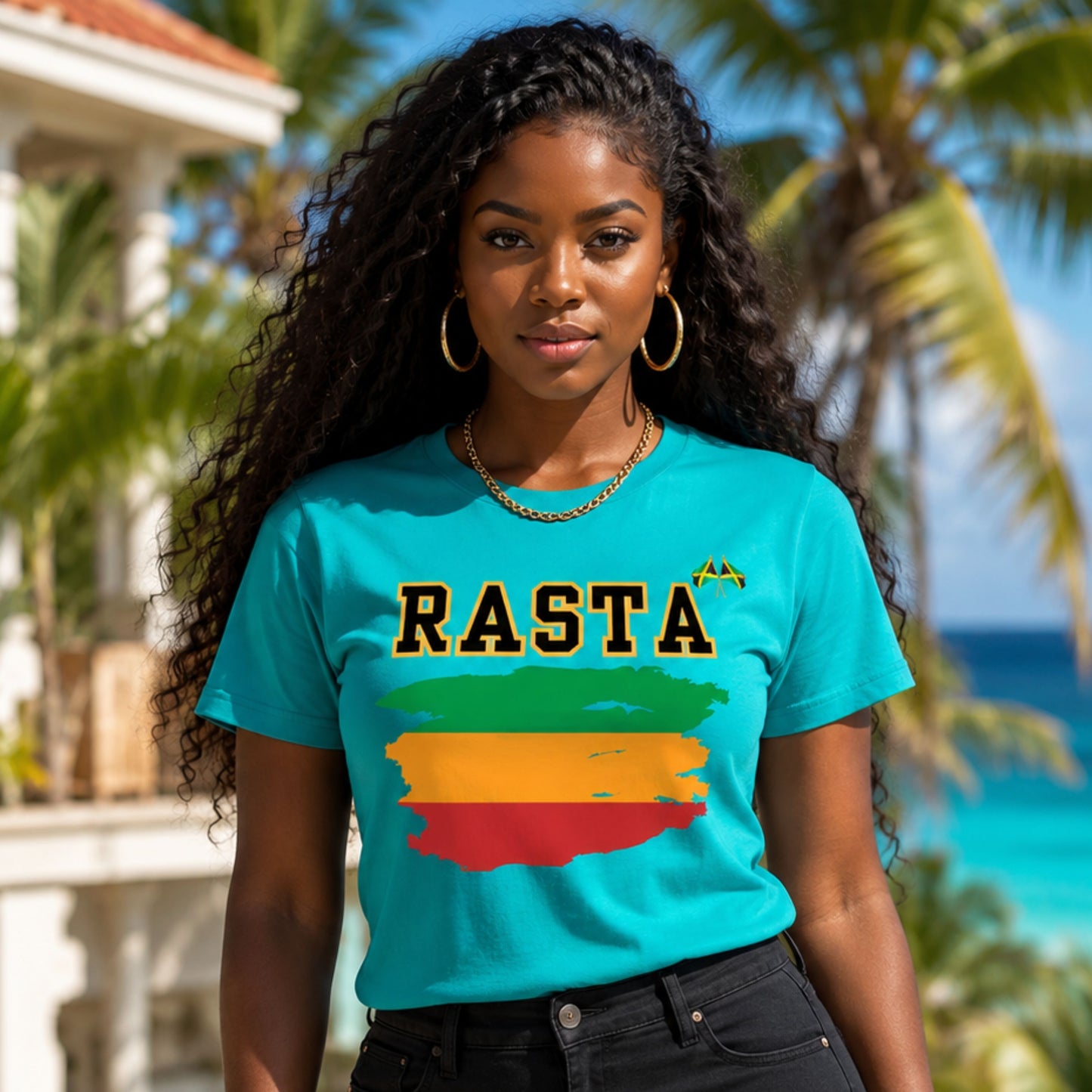 Rasta Flag Brushstroke Tee — RASTA Graphic Cotton T-Shirt