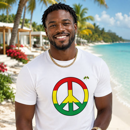 Peace Sign T-Shirt — Rasta Colors Retro Peace Symbol Tee