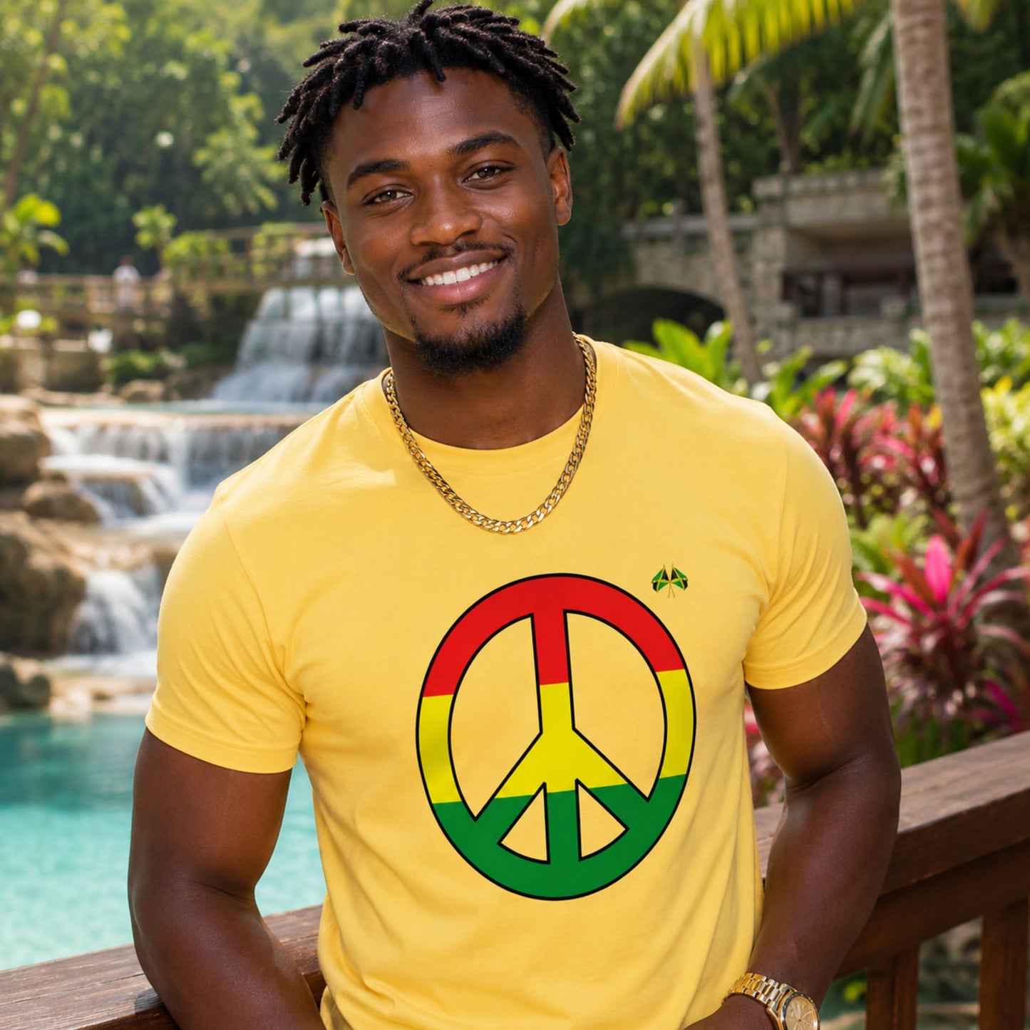 Peace Sign T-Shirt — Rasta Colors Retro Peace Symbol Tee