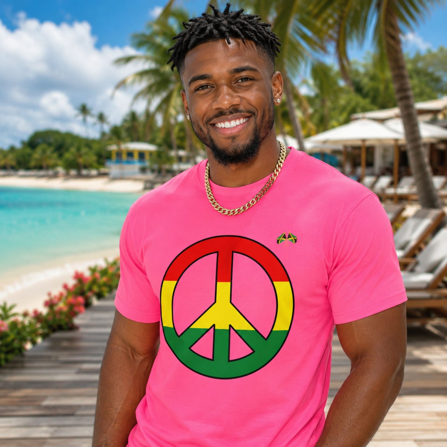 Peace Sign T-Shirt — Rasta Colors Retro Peace Symbol Tee