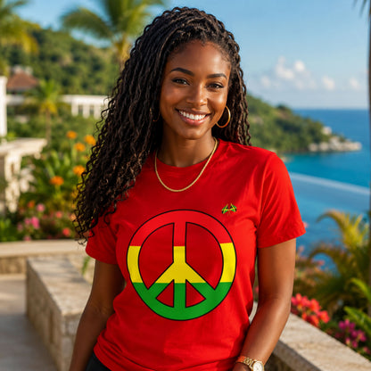 Peace Sign T-Shirt — Rasta Colors Retro Peace Symbol Tee