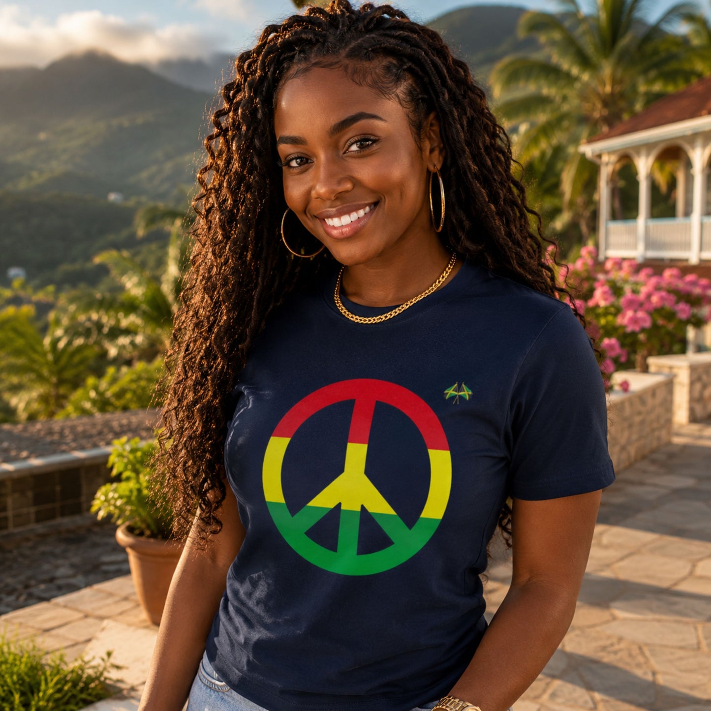 Peace Sign T-Shirt — Rasta Colors Retro Peace Symbol Tee