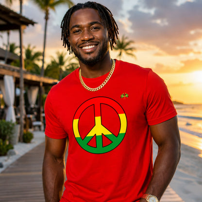 Peace Sign T-Shirt — Rasta Colors Retro Peace Symbol Tee