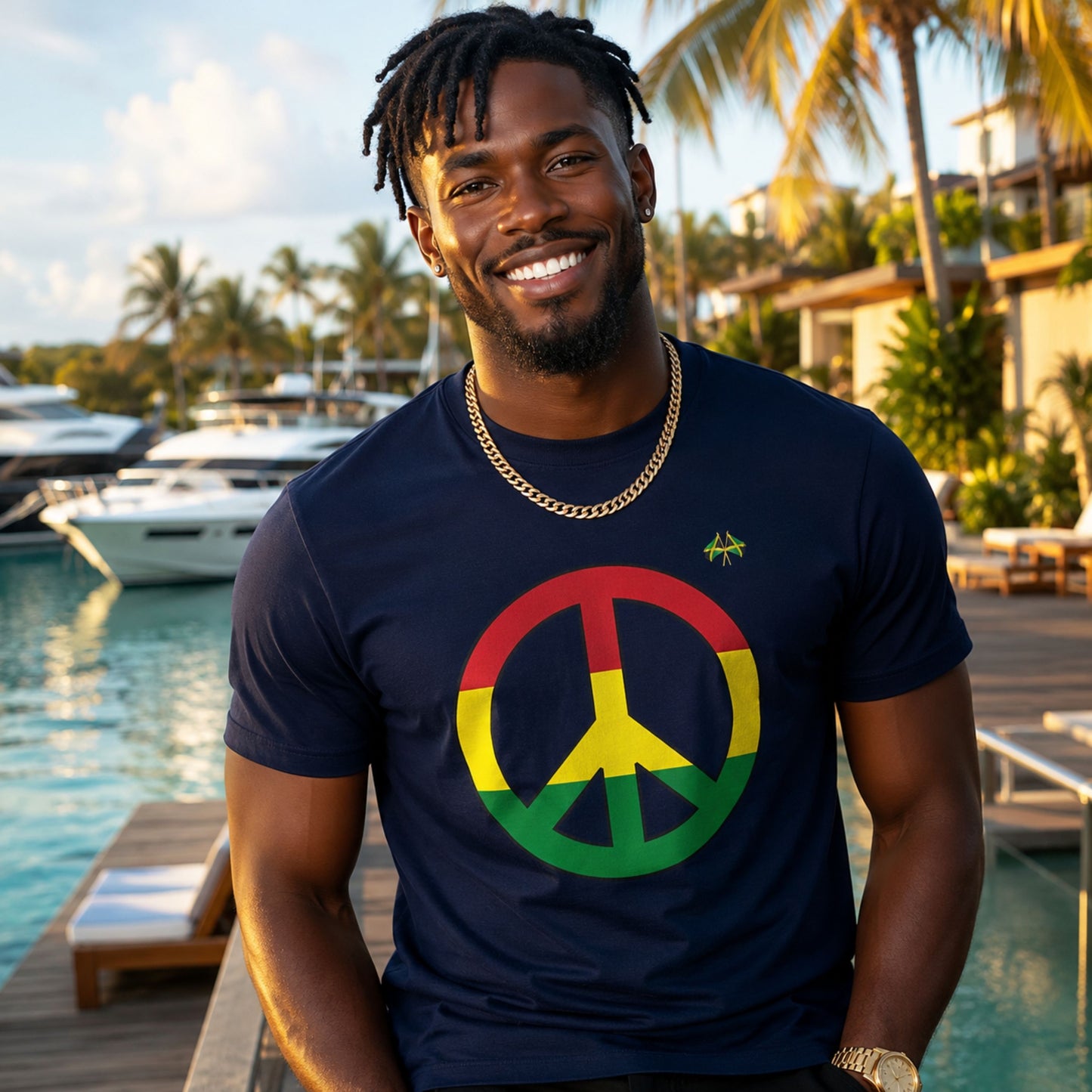 Peace Sign T-Shirt — Rasta Colors Retro Peace Symbol Tee