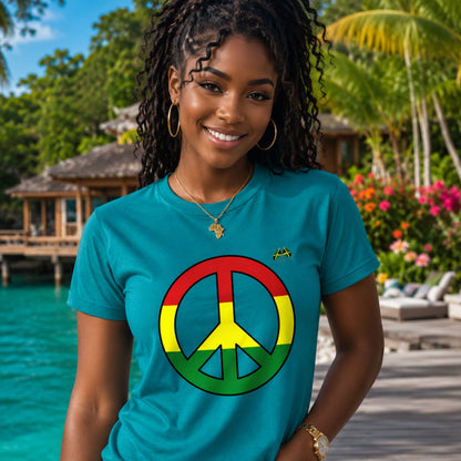 Peace Sign T-Shirt — Rasta Colors Retro Peace Symbol Tee