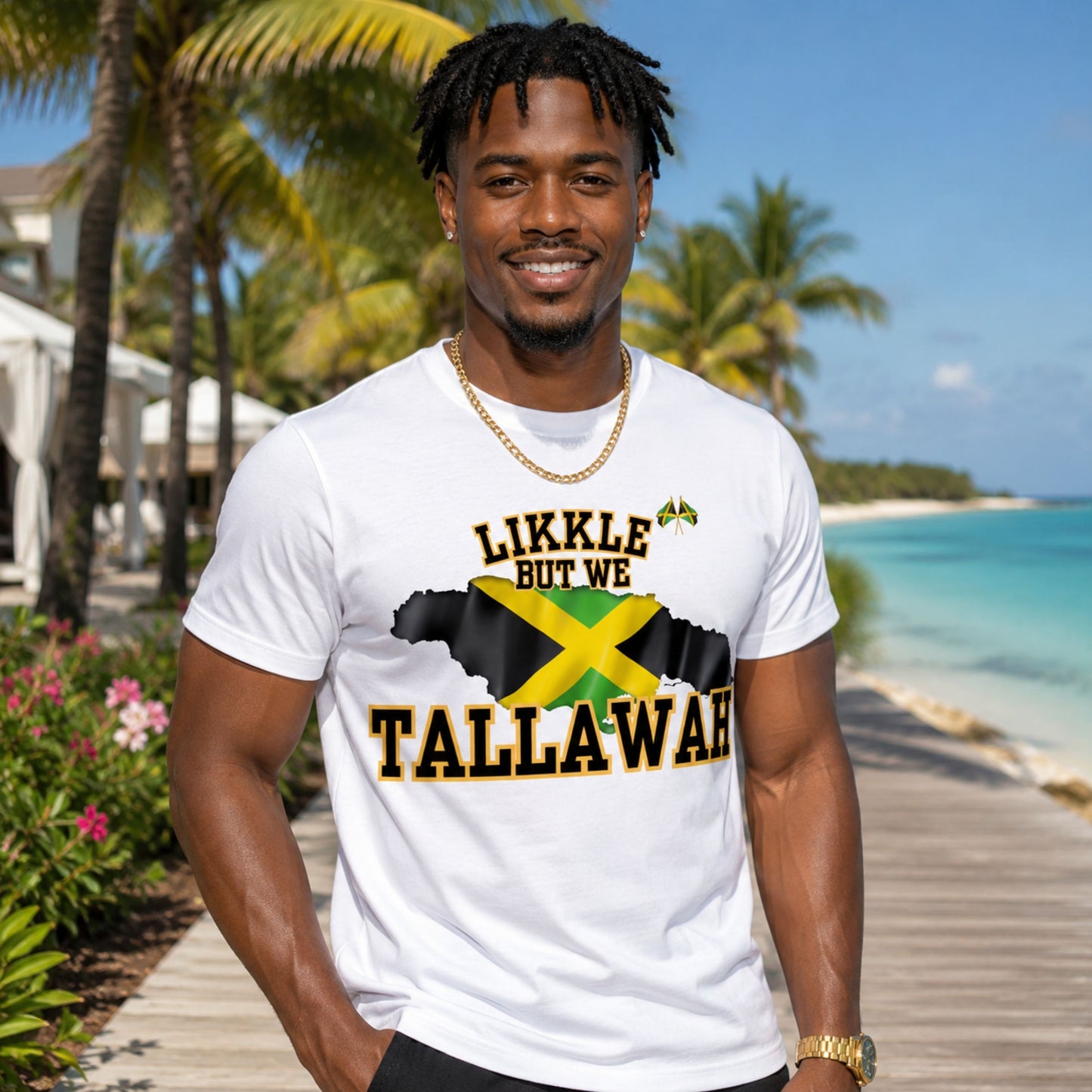 Likkle But We Tallawah Jamaica T-Shirt — Island Map & Flag Graphic