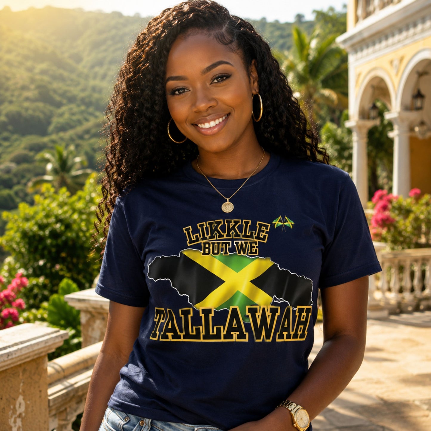 Likkle But We Tallawah Jamaica T-Shirt — Island Map & Flag Graphic