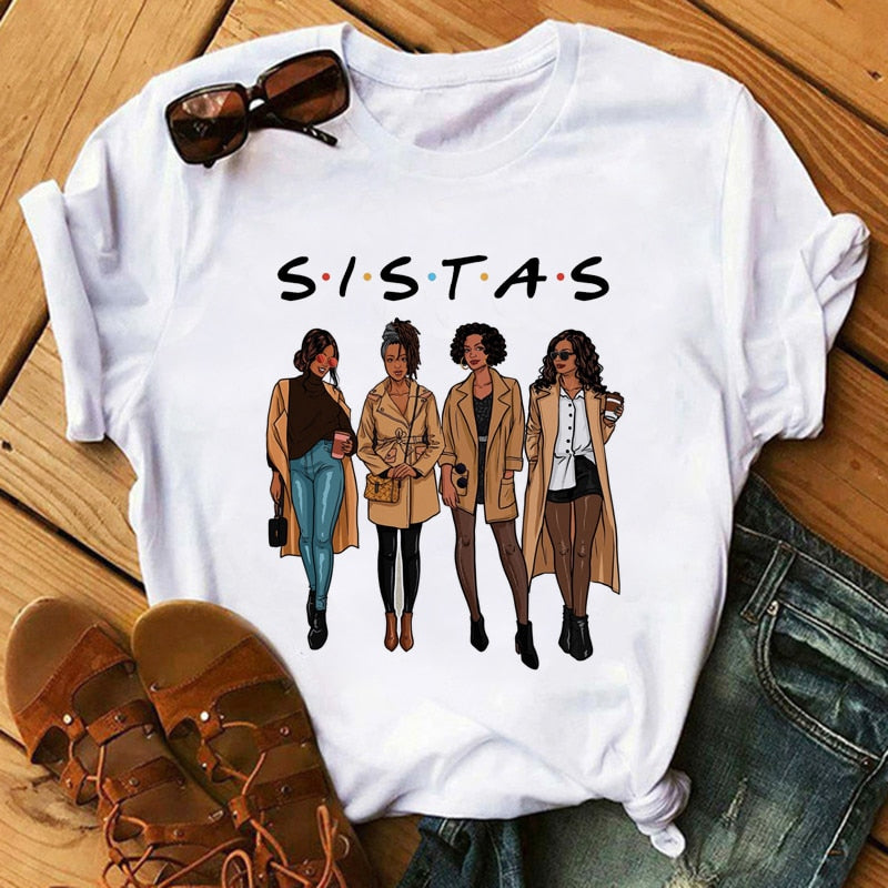 Women T-Shirts SISTAS Black Melanin