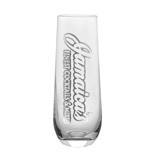 Jamaica's Finest Stemless Flute Glass with Etched Logo